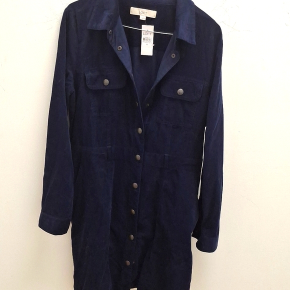 NWT- LOFT Button-Up Chorduroy Dress - Picture 1 of 5